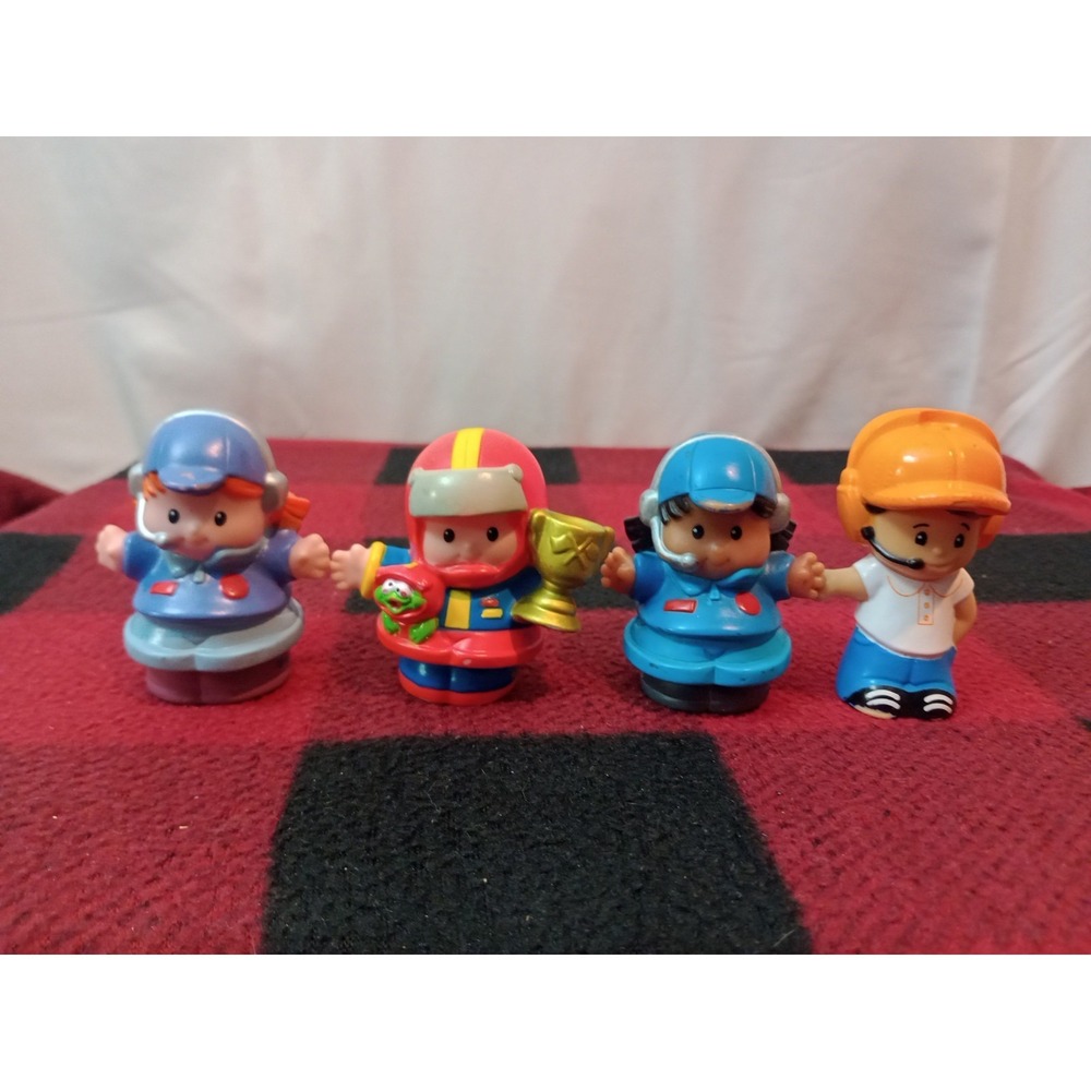 Lot Of 4 Fisher Price Little People Race Driver Pit Crew Figures Toys